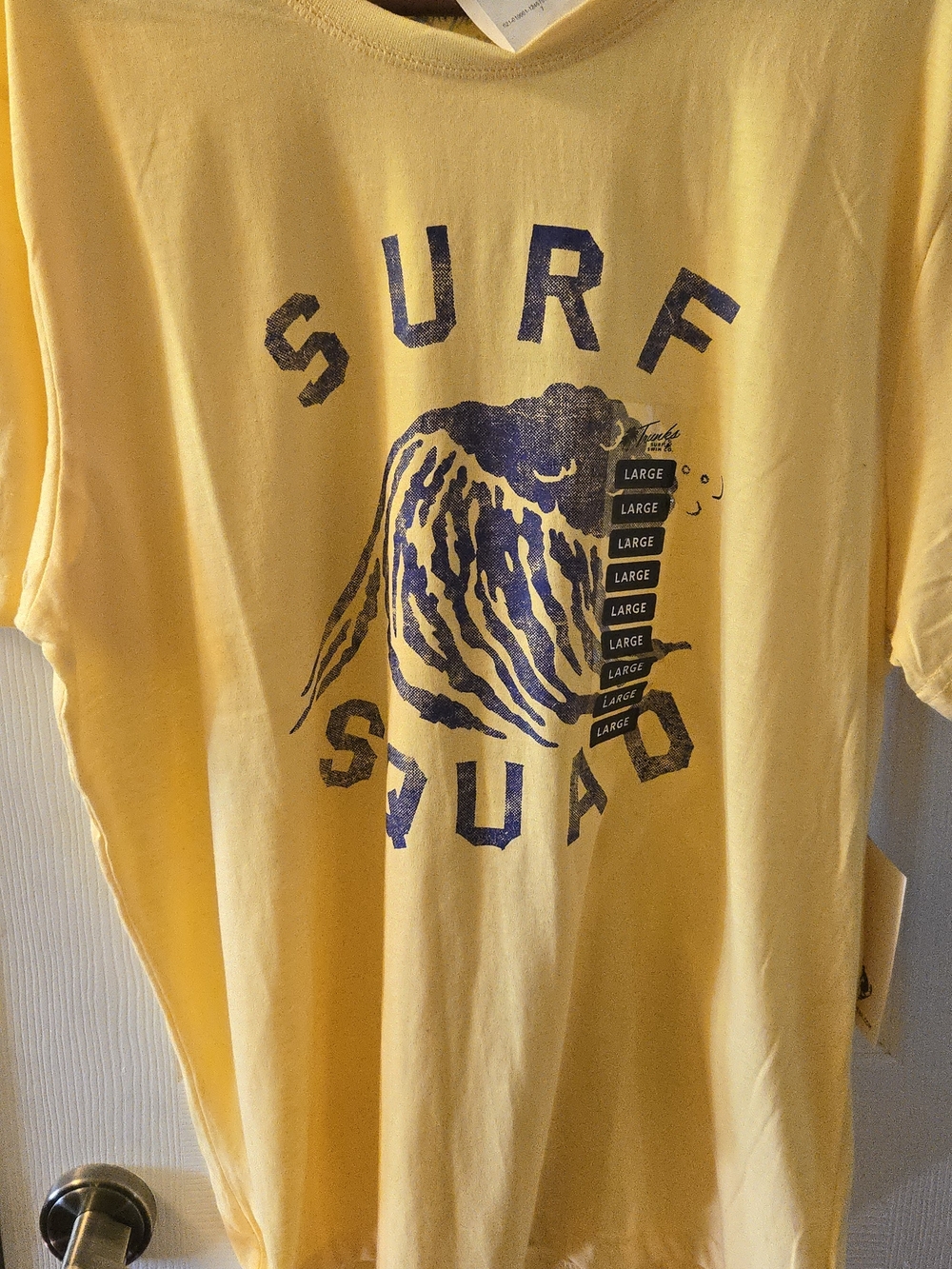 Surf Squad Graphic Tee - Yellow with Blue Print